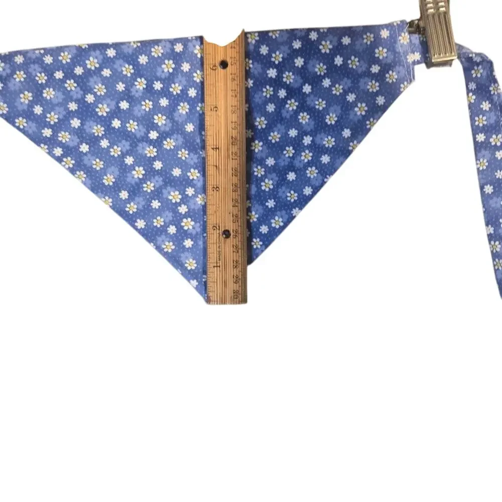 Handmade Medium Blue Daisy Print Bandana Tie-Neck Pet Scarf